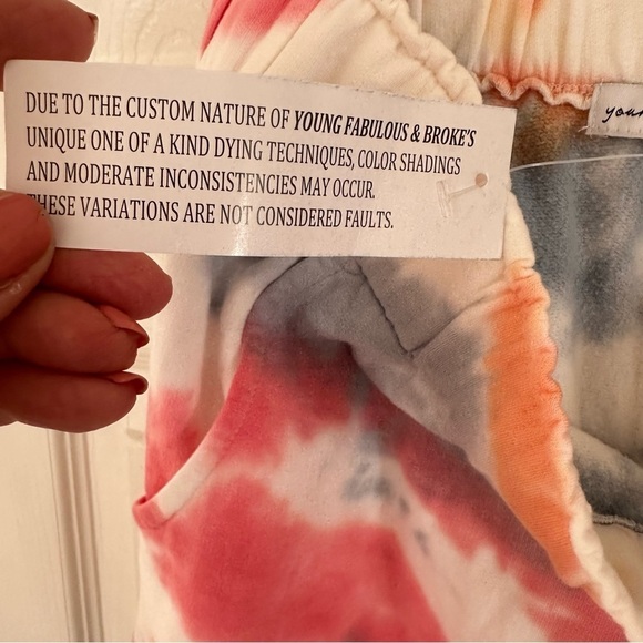 Young Fabulous & Broke Tie Dye Joggers Athleisure Boho Hippie Pink Blue Size Med - Picture 12 of 15